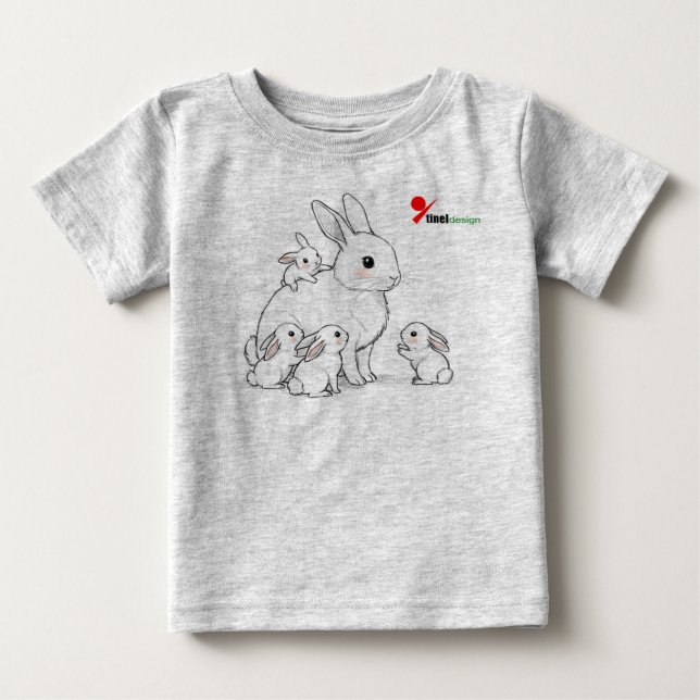 Mamma Kanin & Babies Baby T-Shirt (Framsida)