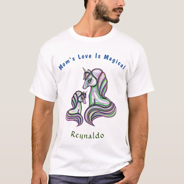 Mamma Kärlek är en magisk Unicorn personalize T Shirt (Framsida)
