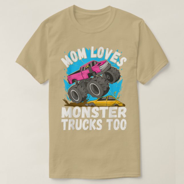 Mamma kärlek Monster Lastbilar till Monster Lastbi T Shirt (Design framsida)