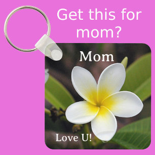 Mamma Kärlek - nyckelkedjan Vit och Gult Blommigt Nyckelring