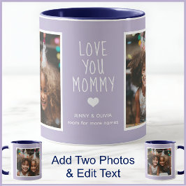 Mamma Kärlek You 2 Photos Modern Lilac Mauve C123 Mugg