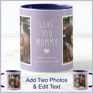 Mamma Kärlek You 2 Photos Modern Lilac Mauve C123 Mugg