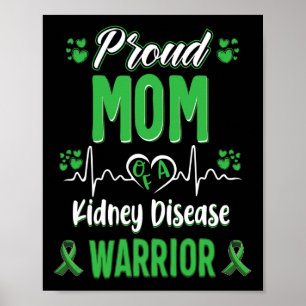 Mamma Kidney Disease Warrior Awareness Ribbon Grön Poster