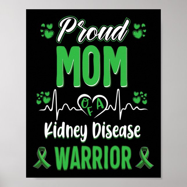 Mamma Kidney Disease Warrior Awareness Ribbon Grön Poster (Framsidan)