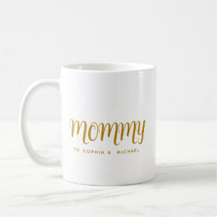 Mamma Kids Namn Guld Mors dag Kaffemugg