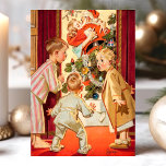 Mamma Kissing Jultomten Vintage julscen Helg Vykort<br><div class="desc">Mamma Kissing Jultomten Vintage julscen Helgdag vykort. Den här designen har barn som snubblar på att mamman kysser tomten. Vilken vacker helgdag.</div>