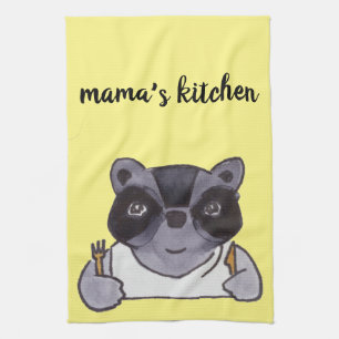 Mamma Kitchen Cute Tecknad Raccoon Kökshandduk