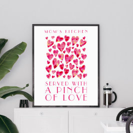 Mamma Kitchen Rosa Kärlek Heart Quote Art Poster