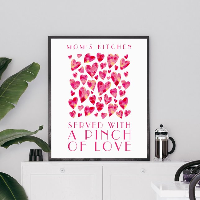 Mamma Kitchen Rosa Kärlek Heart Quote Art Poster (Skapare uppladdad)