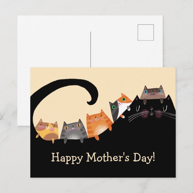 Mamma & Kittens Meddelande Vykort (Fram/baksida)