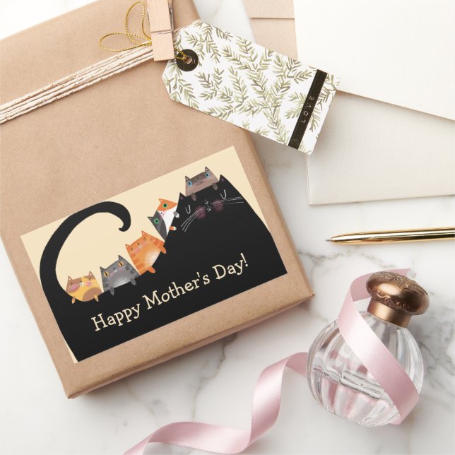 Mamma & Kittens Rektangulärt Klistermärke (Gifting)
