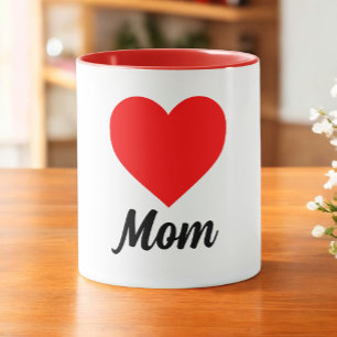 Mamma - Klassisk röd hjärtatypografi Mugg