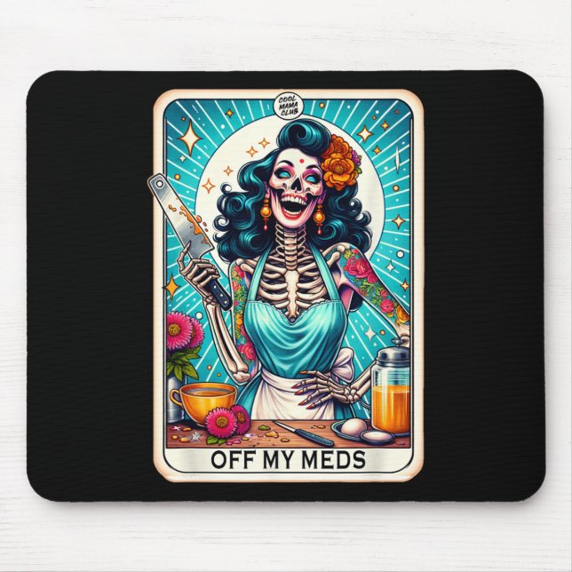 Mamma Klubb Tarot Card Skeleton Halloween Musmatta (Framsidan)