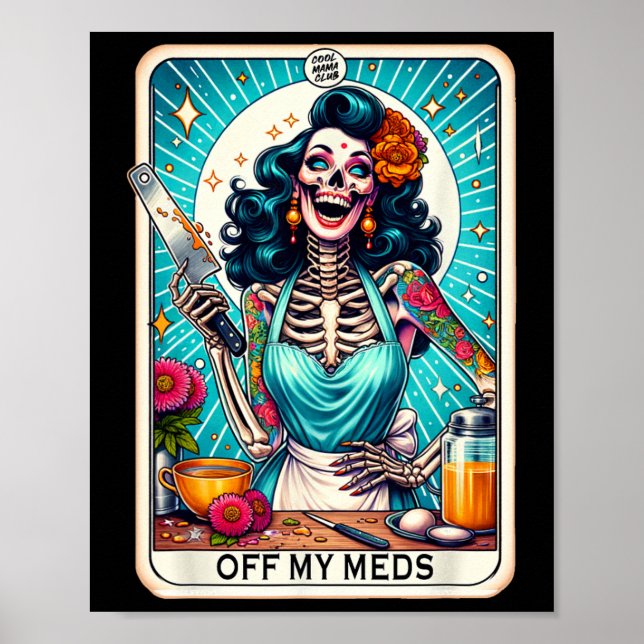 Mamma Klubb Tarot Card Skeleton Halloween Poster (Framsidan)