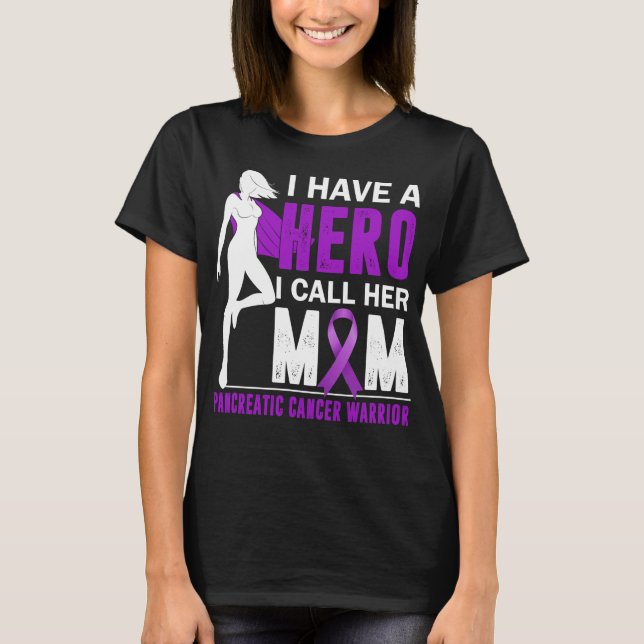 mamma-krigare som överlevde pankreascancerhjälten t shirt (Framsida)