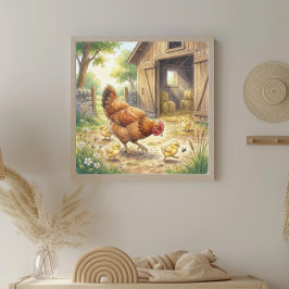 Mamma Kyckling och Kycklingar Barnkammare Poster