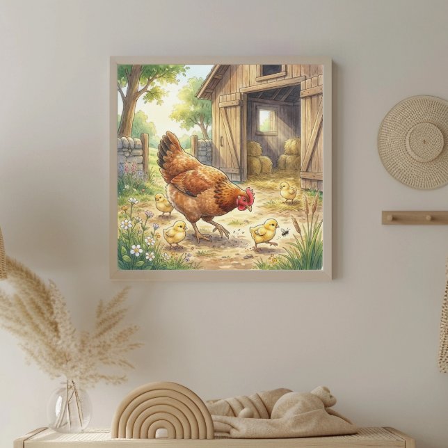 Mamma Kyckling och Kycklingar Barnkammare Poster (Skapare uppladdad)