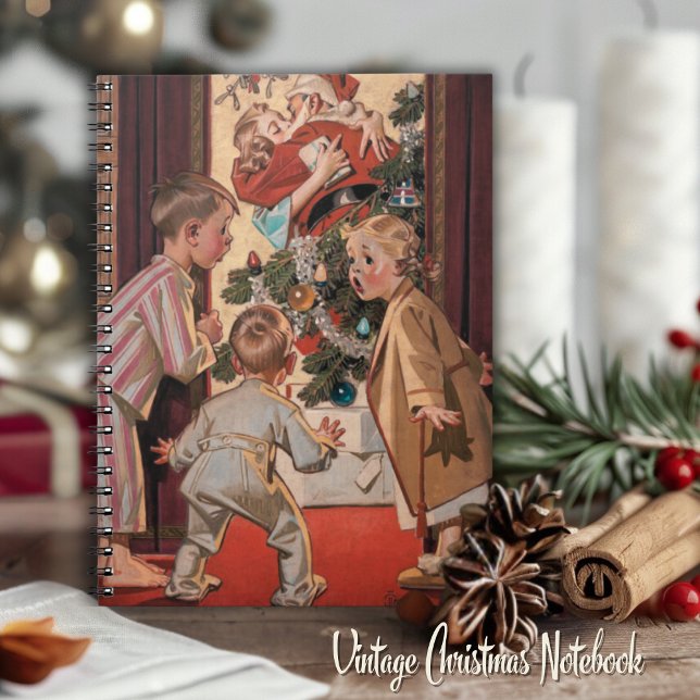 Mamma kysser tomten julillustration anteckningsbok (Mommy Kissing Santa Claus Vintage Illustration Notebook)