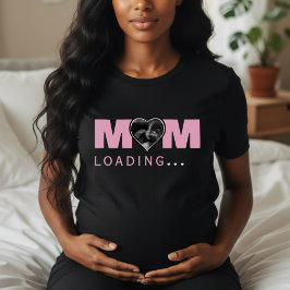 Mamma laddar foto ultraljud rosa baby shower t shirt