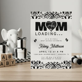 Mamma laddar ultraljudsfoto baby shower inbjudningar