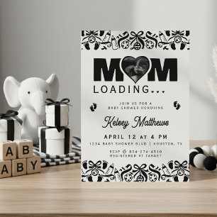Mamma laddar ultraljudsfoto baby shower inbjudningar