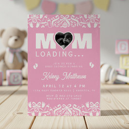 Mamma Laddar Ultraljudsfoto Rosa Bebis Shower Inbjudningar