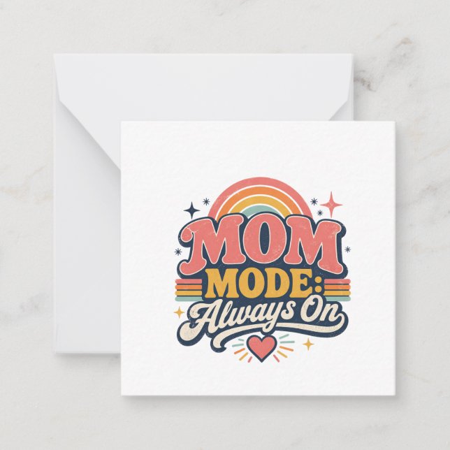 Mamma-läge Alltid På Retro Mors Dag Present Anteckningskort (Framsida)