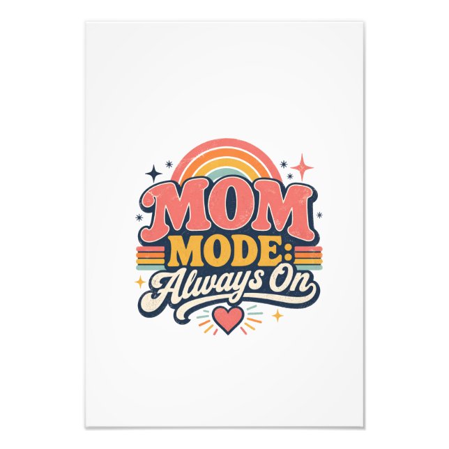 Mamma-läge Alltid På Retro Morsdagspresent Fototryck (Framsidan)