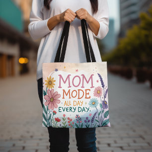 Mamma-läge hela dagen varje Blommigt, Mors dag-gåv Tygkasse