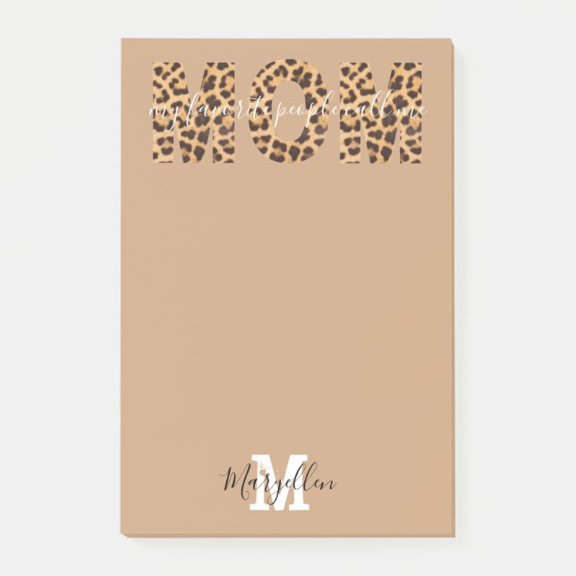 Mamma lägg till ditt namn och monogram leopardtryc post-it block (Framsida)