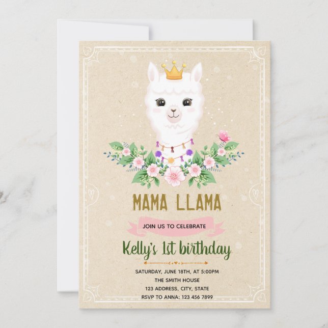 Mamma lama inbjudan (Framsida)