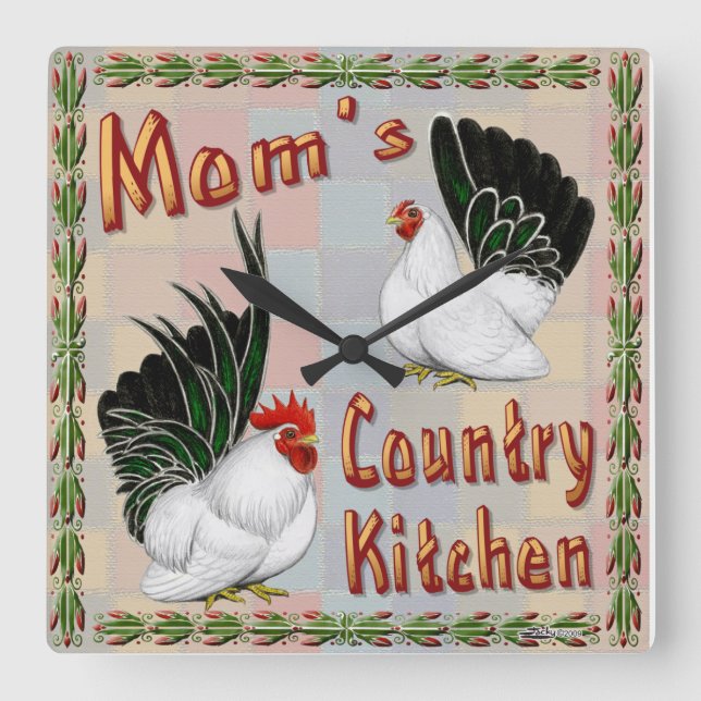 Mamma Land Kitchen Fyrkantig Klocka (Framsida)