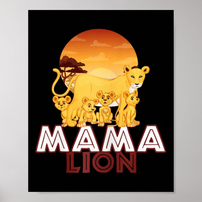 Mamma Lejon - Mor Barn i stora kattfamiljen Poster (Framsidan)