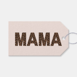 'Mamma' Leopard Design Mjuk Rosa Beige Födelsedag Presentetikett