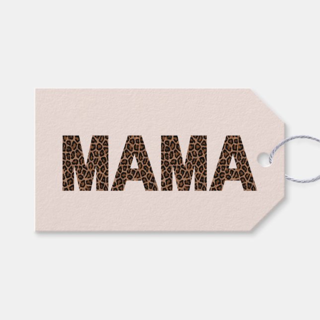 'Mamma' Leopard Design Mjuk Rosa Beige Födelsedag  Presentetikett (Framsidan (Horisontell))