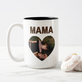 'Mamma' Leopard Design Trendig Födelsedagsfoto Två-Tonad Mugg