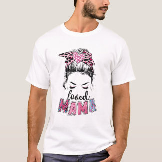 Mamma Leopard Messy Bun Hair Mor T Shirt