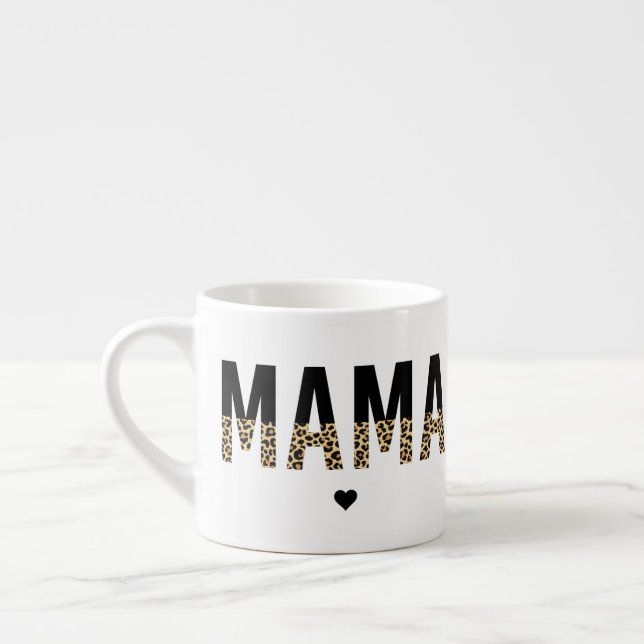 Mamma Leopard print Typography Mamma Gifts Espressomugg (Vänster)