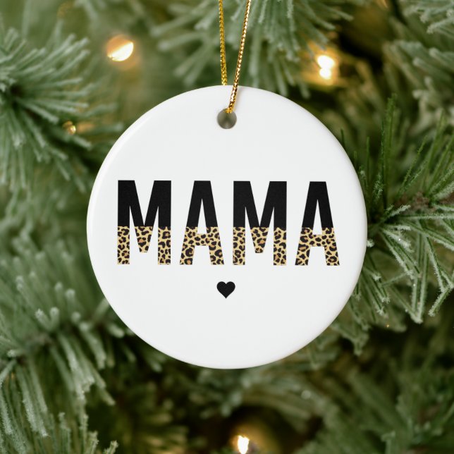 Mamma Leopard print Typography Mamma Gifts Julgransprydnad Keramik (Träd)