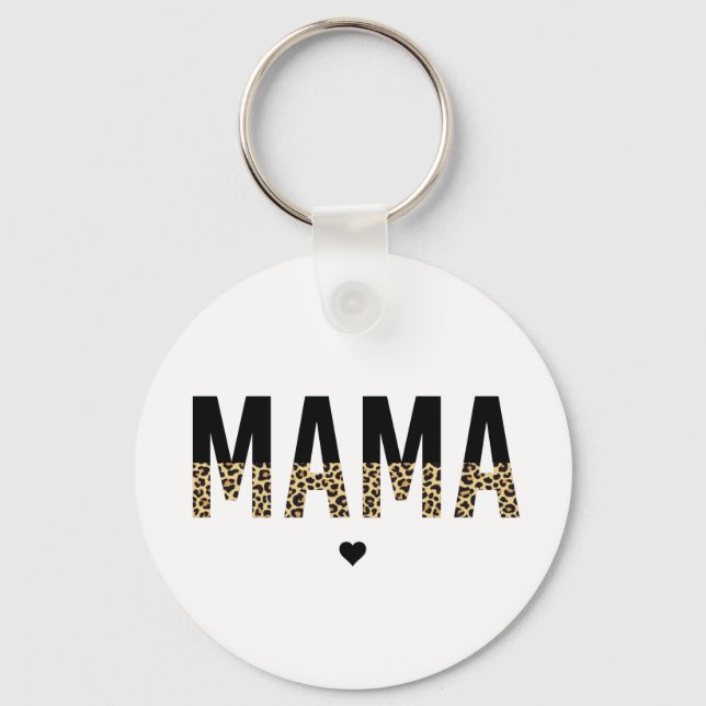 Mamma Leopard print Typography Mamma Gifts Nyckelring (Framsida)