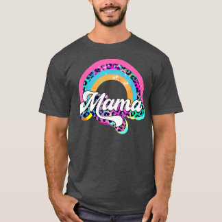 Mamma Leopard Rainbow Cheetah Print Mamma Graphic T Shirt
