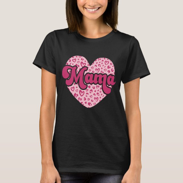 Mamma Leopard Skriv ut Kärlek Heart T Shirt (Framsida)