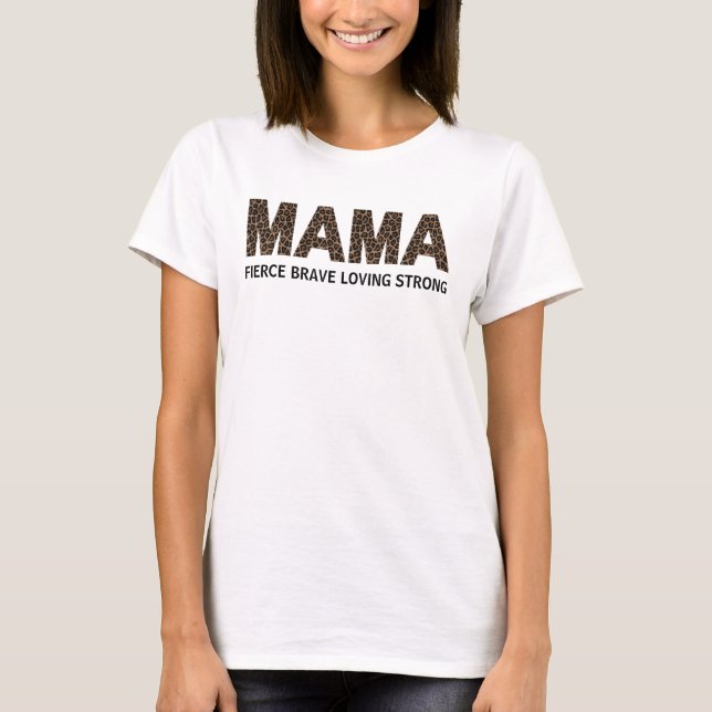 MAMMA Leopard Skriv ut Personlig Text Vit T-shirt (Framsida)