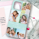 Mamma Life är det bästa fotokollagematalet för Lif<br><div class="desc">Anpassningsbar 5-foto iphone case som skrivits med Mamma Life är det bästa livet (redigerbart för Morsa, Mamma, mamma, Mamma etc.). Designen innehåller en personlig, figursättning runt, fotokollage med 5 av bilder som du föredrar, som visas som 1 lodrät porträtt och 4 kvadratinstagram. Elegantens handskrivna skripttypografi i vit (redigerbar) grönt har...</div>