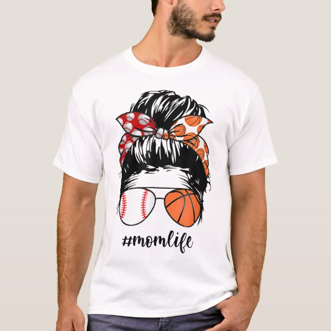 Mamma Life Baseball Basketball Mamma-jävel bun lus T Shirt (Framsida)