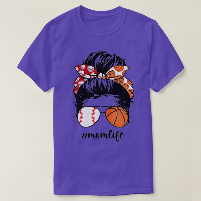 Mamma Life Baseball Basketball Mamma-jävel bun lus T Shirt (Design framsida)