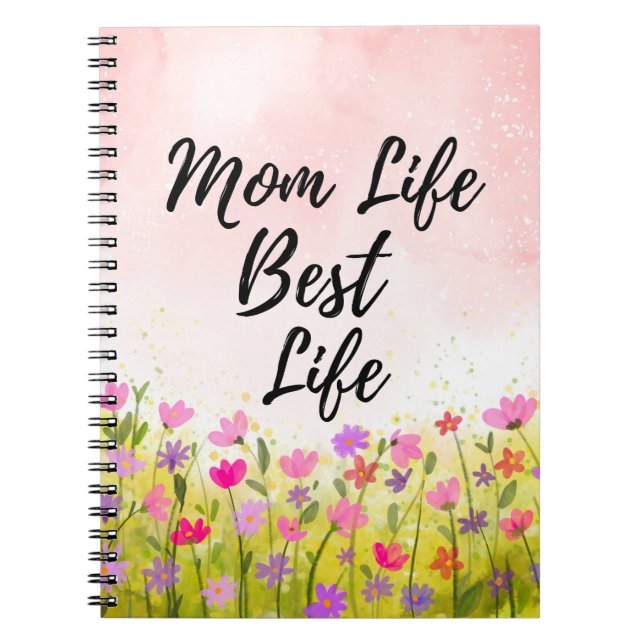 Mamma Life Best Life Blommigt Anteckningsbok (Framsidan)