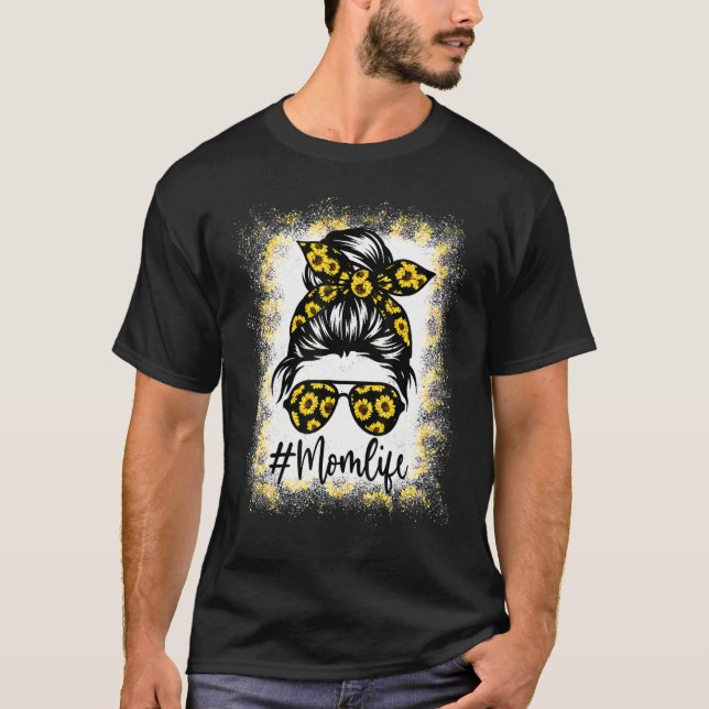 Mamma Life bleached Mamma Life Solros Messy Bun T Shirt (Framsida)