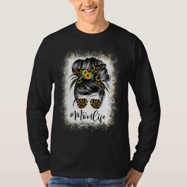 Mamma Life bleached Mamma Life Solros Messy Bun T Shirt (Framsida)