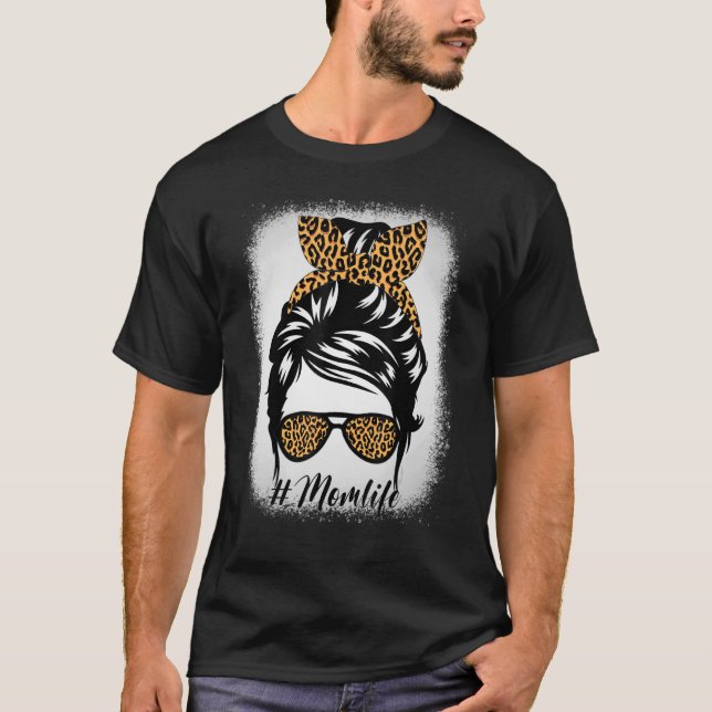 Mamma Life blleached Mamma Life Leopard Glasses Me T Shirt (Framsida)